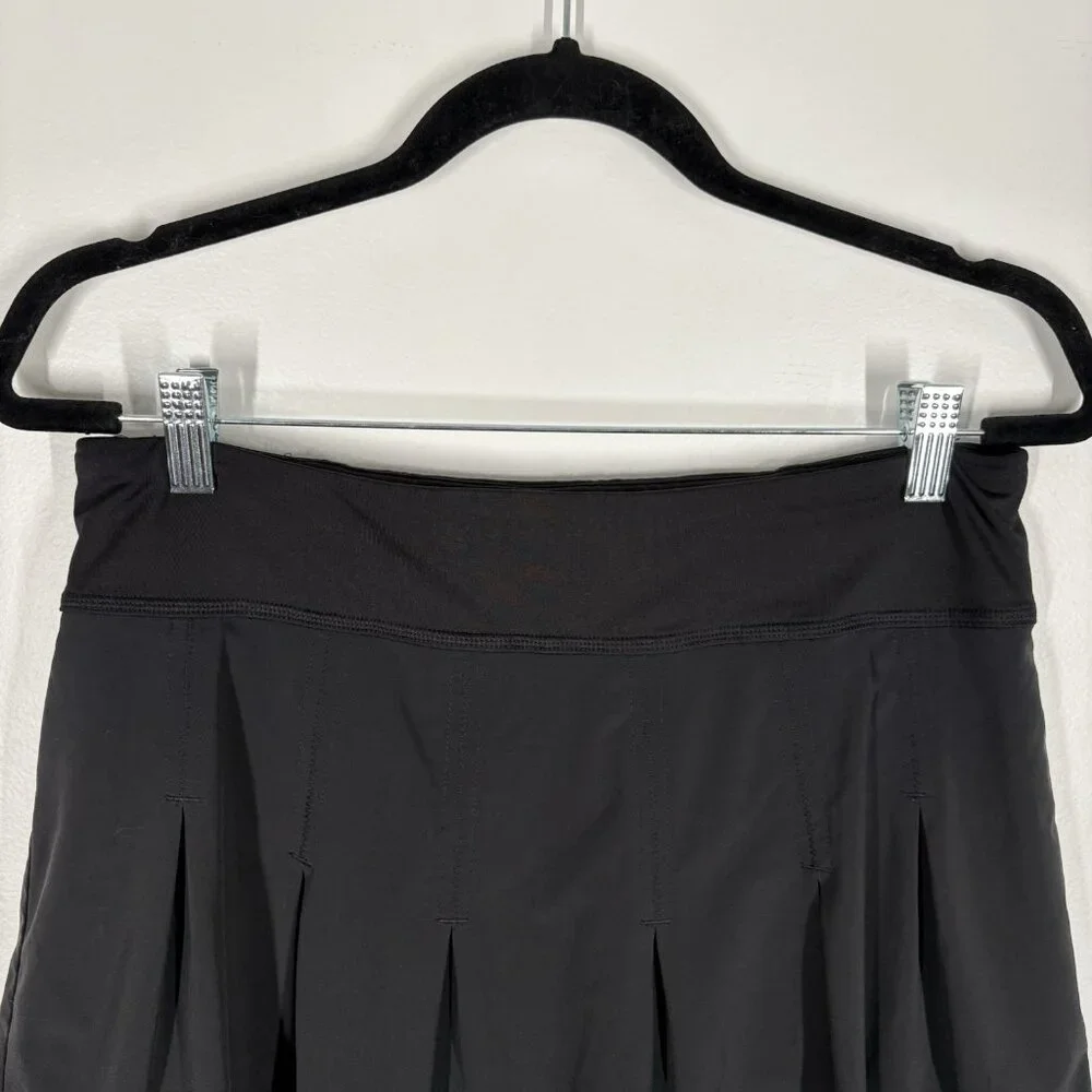 Athleta Women M Black Preppy Athletic Pickleball Tennis Get Goin Pleated Skort